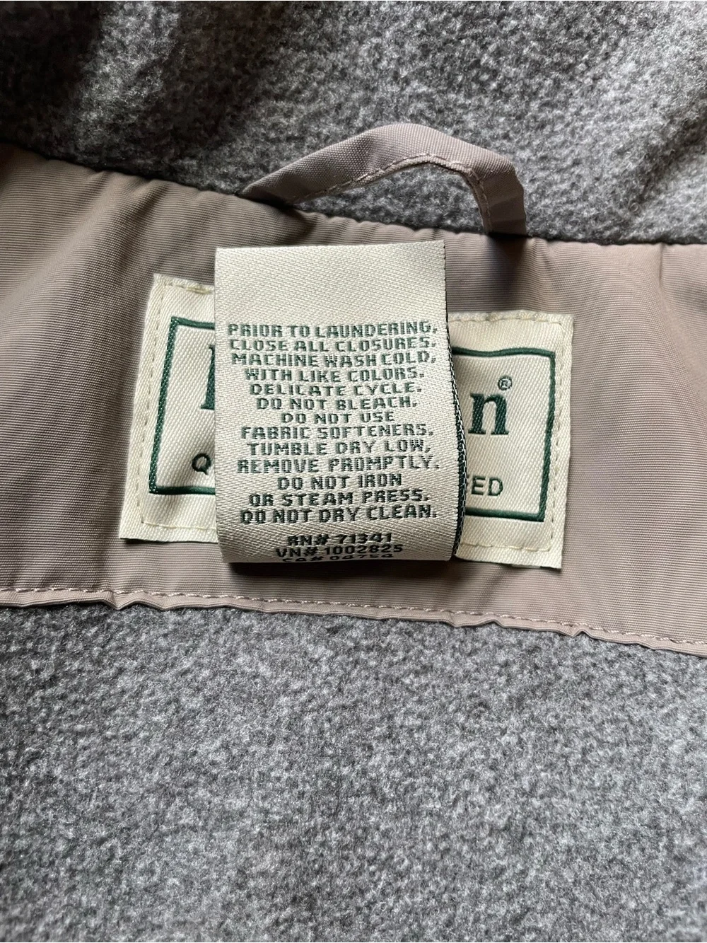 L.L. Bean Men's Taupe Fleece Lined Windbreaker Jacket XL